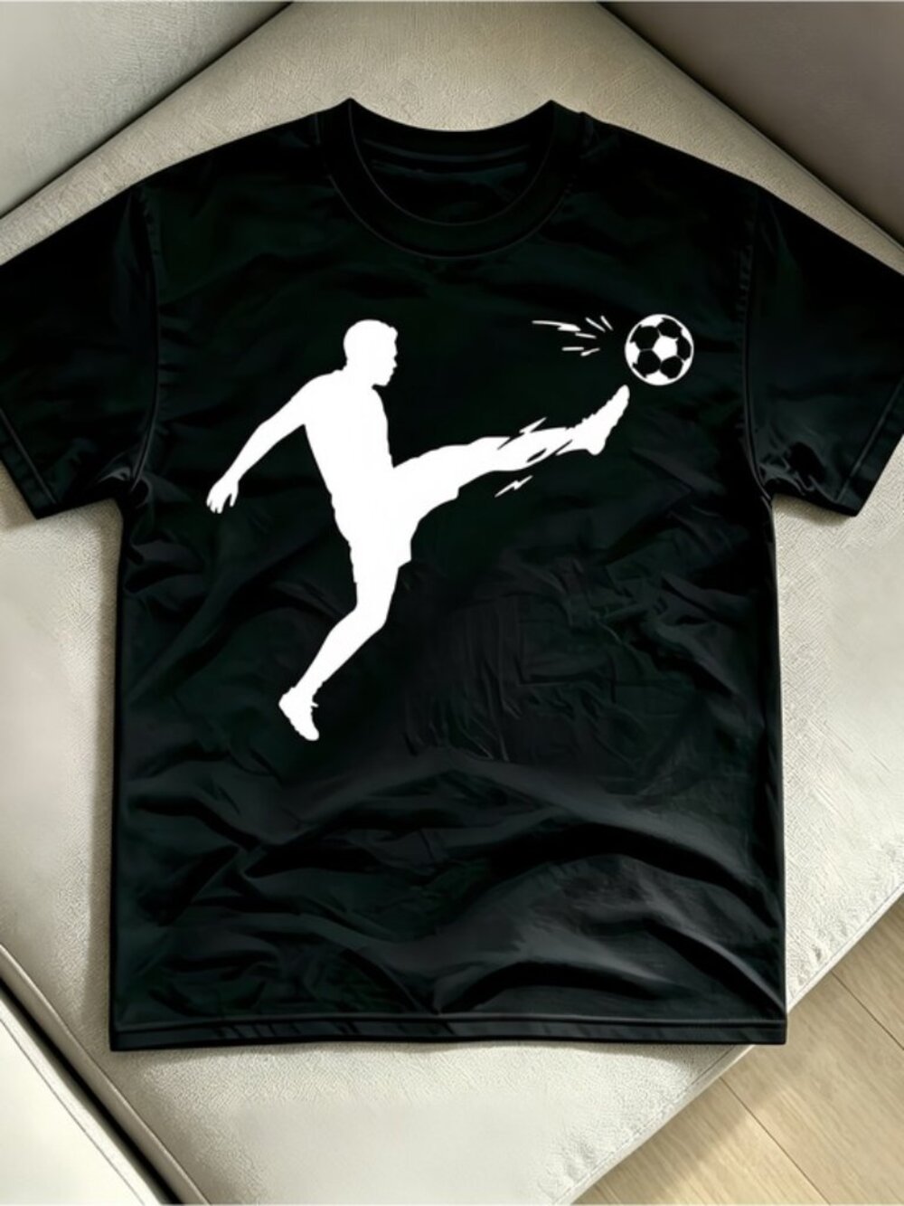 Men's Black Soccer Silhouette Tee - Short Sleeve Graphic Shirt